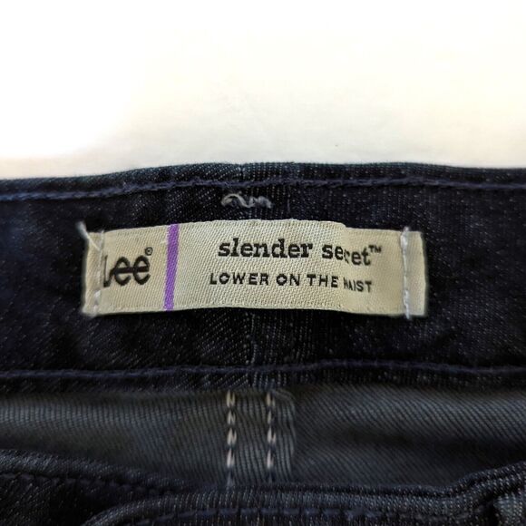 Lee Slender Secret Lower on the Waist Size 8Long Mid Rise Dark Wash Bootcut Jean - Picture 6 of 12